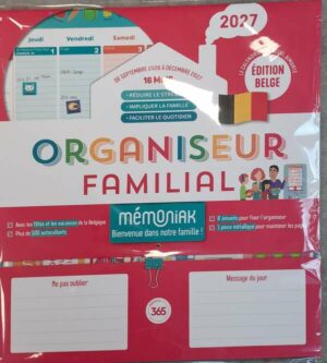 Organiseur Familial Memoniak Special Belgique 2027 - 16 Mois, Septembre 2026-Decembre 2027